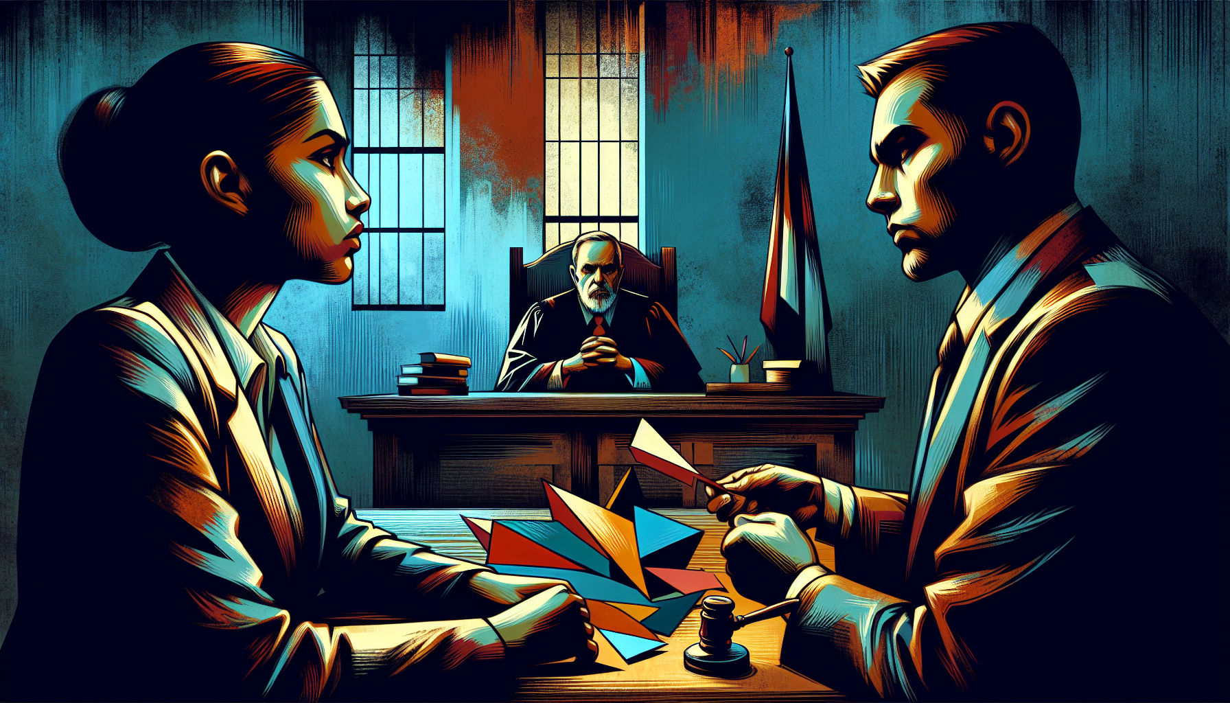 Illustration of a court hearing for a restraining order